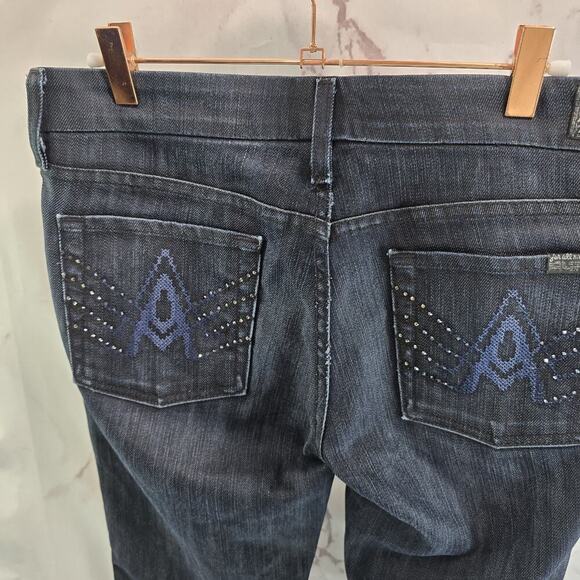 7 For All Mankind Jeans Womens 29 X 30 Y2K Dark Mid Rise A Pocket Denim Bootcut - Picture 6 of 12